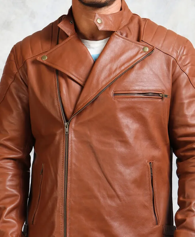 Men's Brown Motorcycle Real Leather Jacket