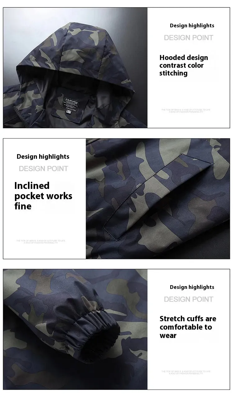 Men's Casual Hooded Camouflage Printed Jacket