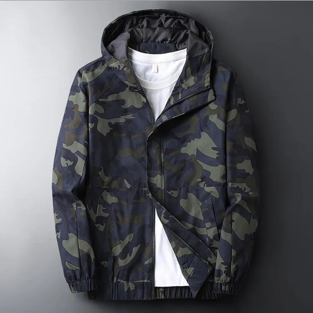 Men's Casual Hooded Camouflage Printed Jacket