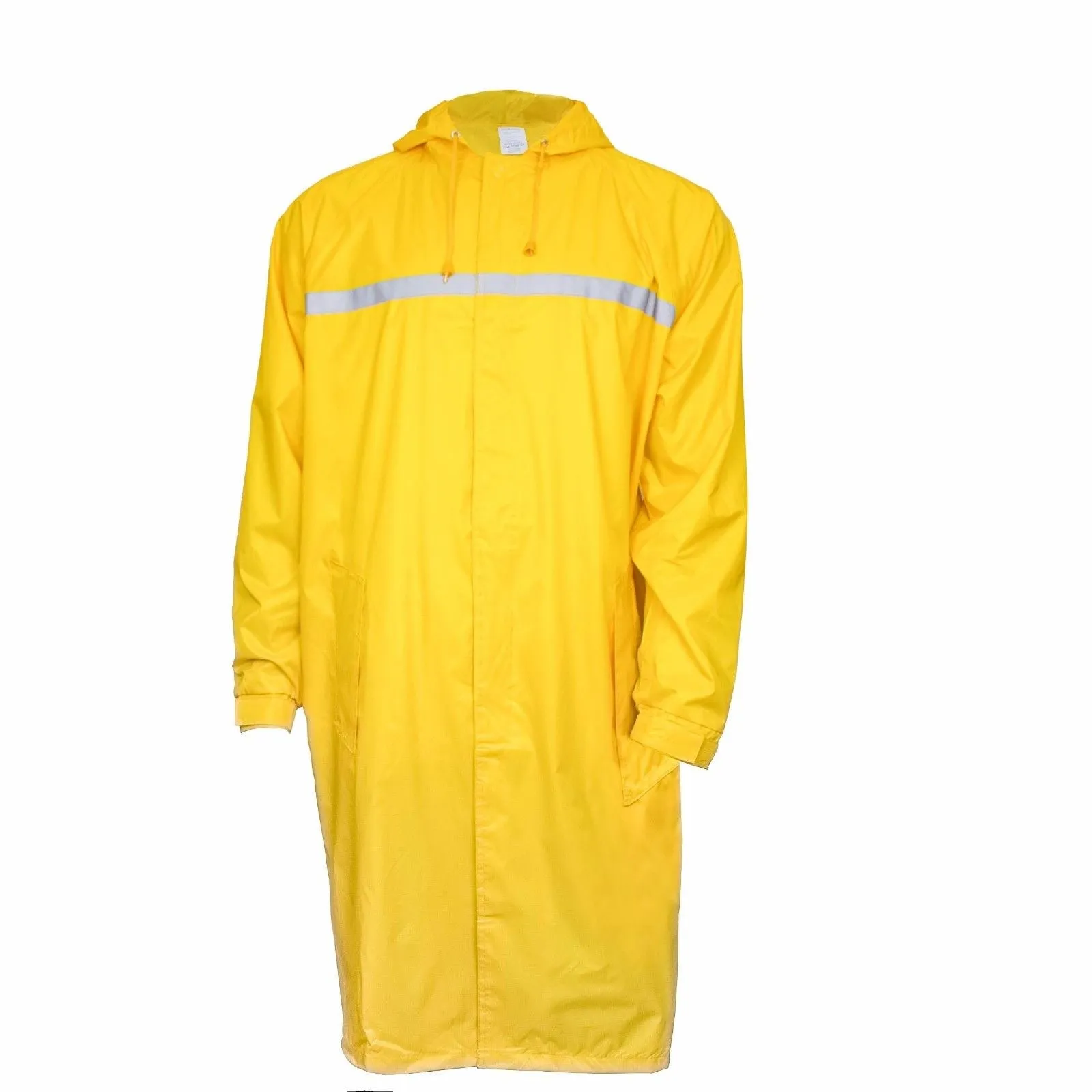 Men's Waterproof Long Raincoat PVC Trench Coat - Yellow