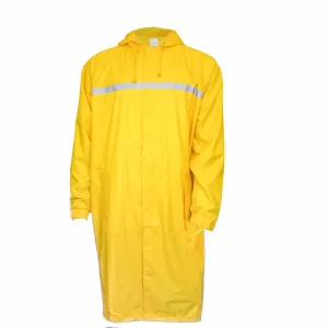 Men's Waterproof Long Raincoat PVC Trench Coat - Yellow