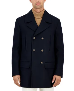 Michael Kors Mens Classic fit Double Breasted Peacoat Coat 44 R Blue Solid