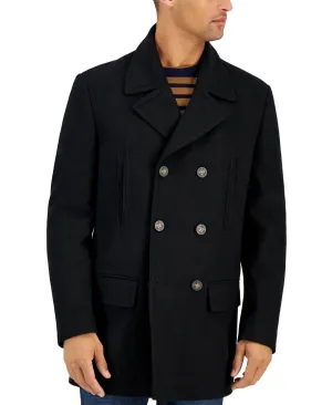 Michael Kors Mens Regular fit Double Breasted Peacoat Coat 46 R Black Solid