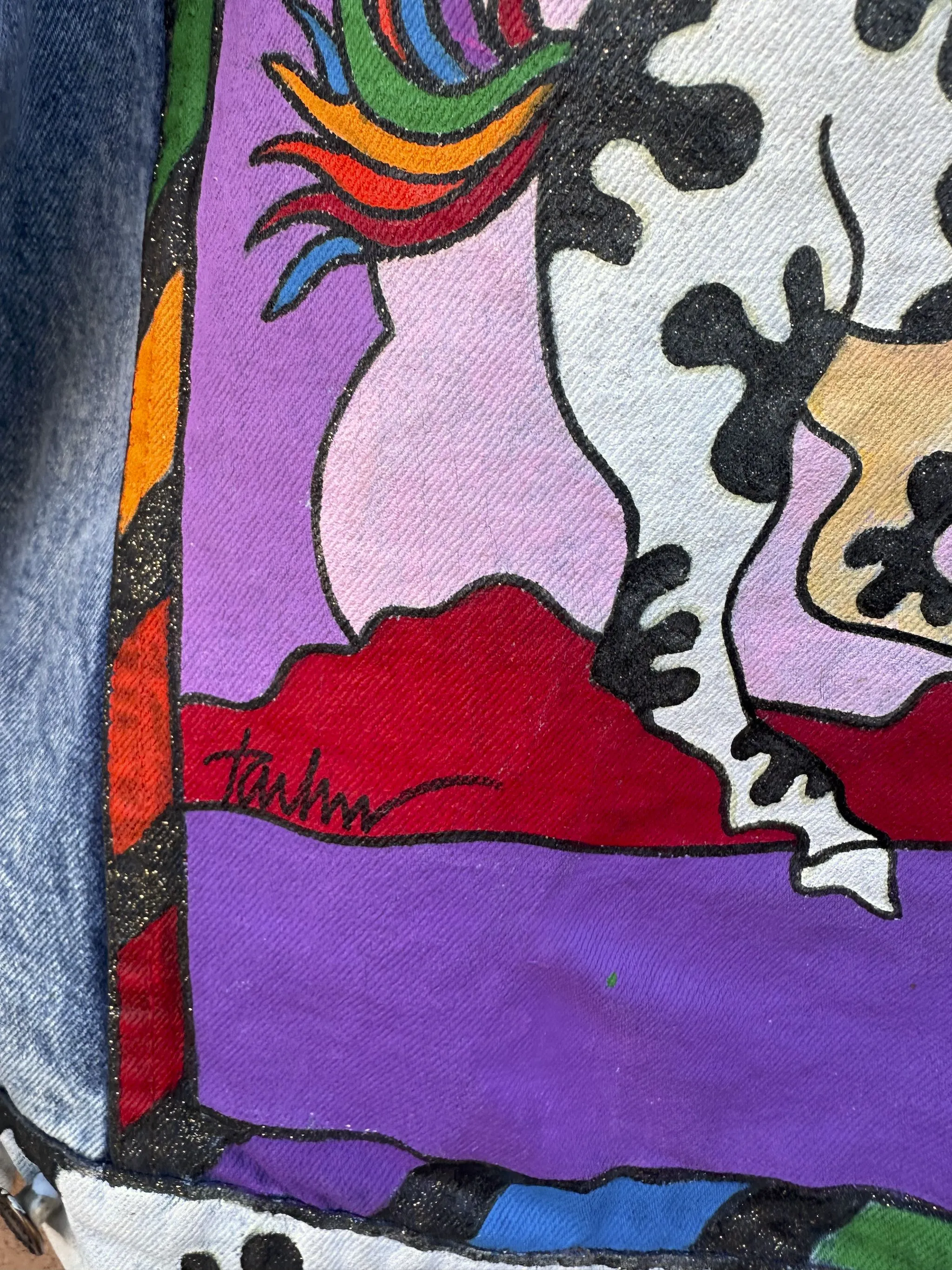 One-of-a-Kind Hand-Painted by Tavlos Jacket, 1980's Santa Fe Pop Art - Signed