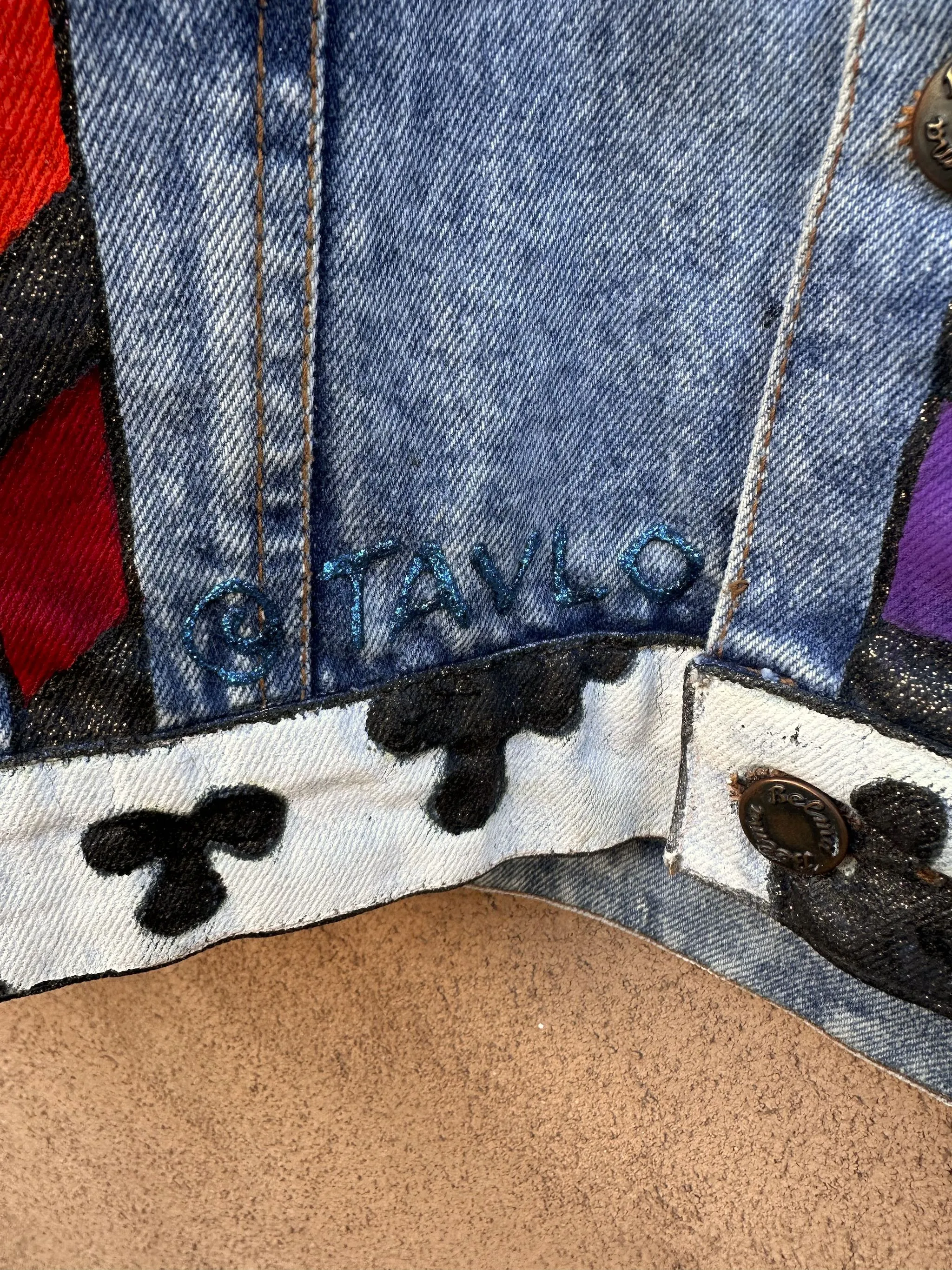 One-of-a-Kind Hand-Painted by Tavlos Jacket, 1980's Santa Fe Pop Art - Signed