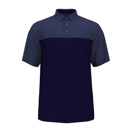 PGA TOUR Mens Athletic Fit Airflux Birdseye Polo Shirt Peacoat Blue  Small