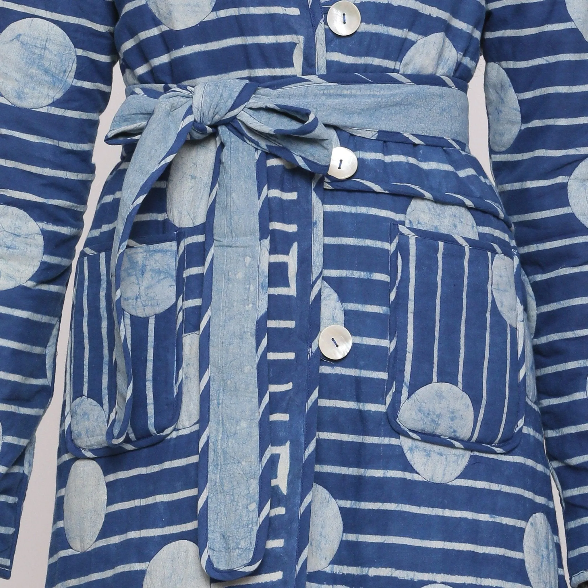 Reversible Dabu Block Print Quilted Cotton Outerwear