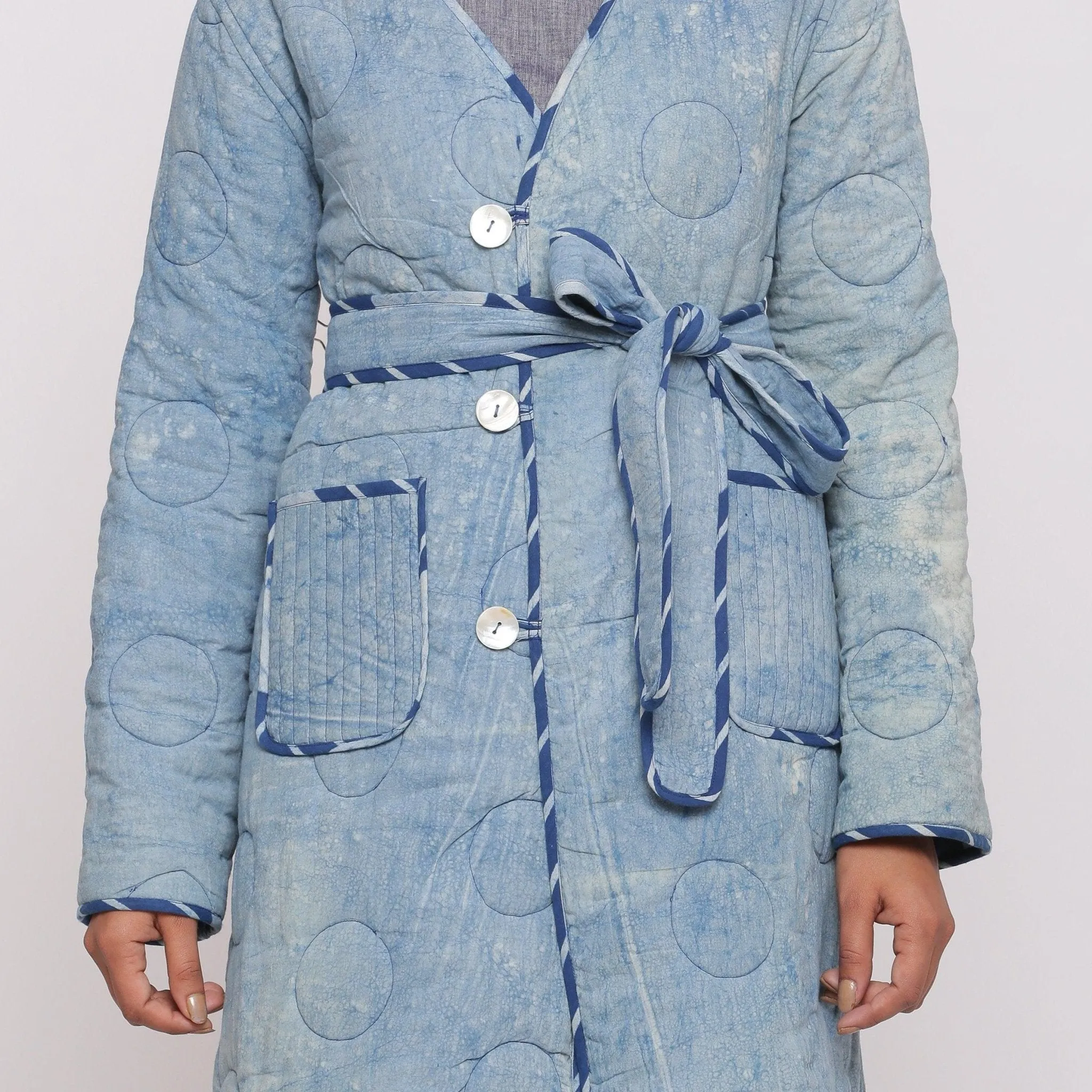 Reversible Dabu Block Print Quilted Cotton Outerwear