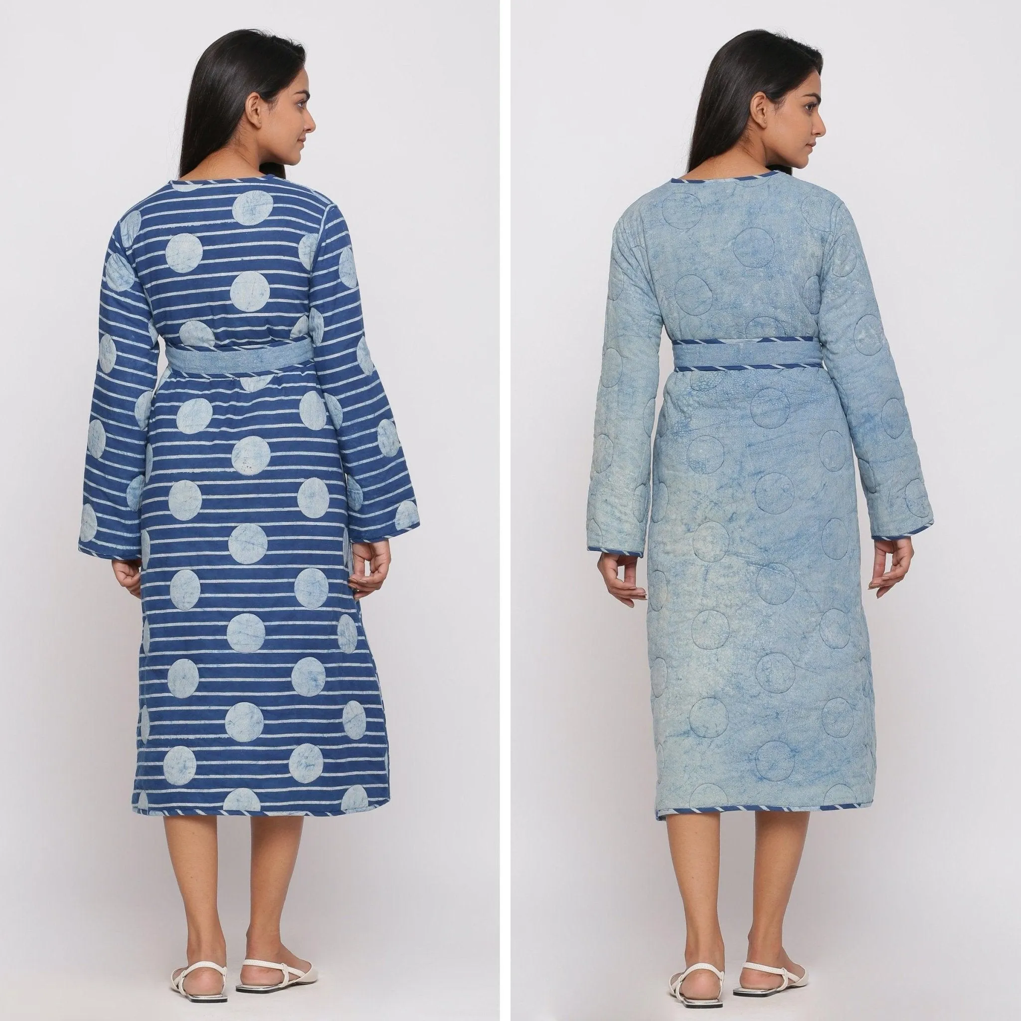 Reversible Dabu Block Print Quilted Cotton Outerwear