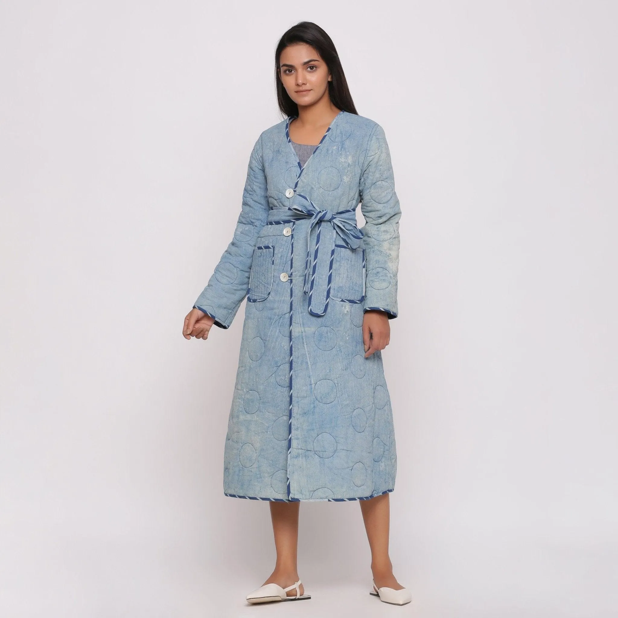 Reversible Dabu Block Print Quilted Cotton Outerwear