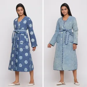Reversible Dabu Block Print Quilted Cotton Outerwear