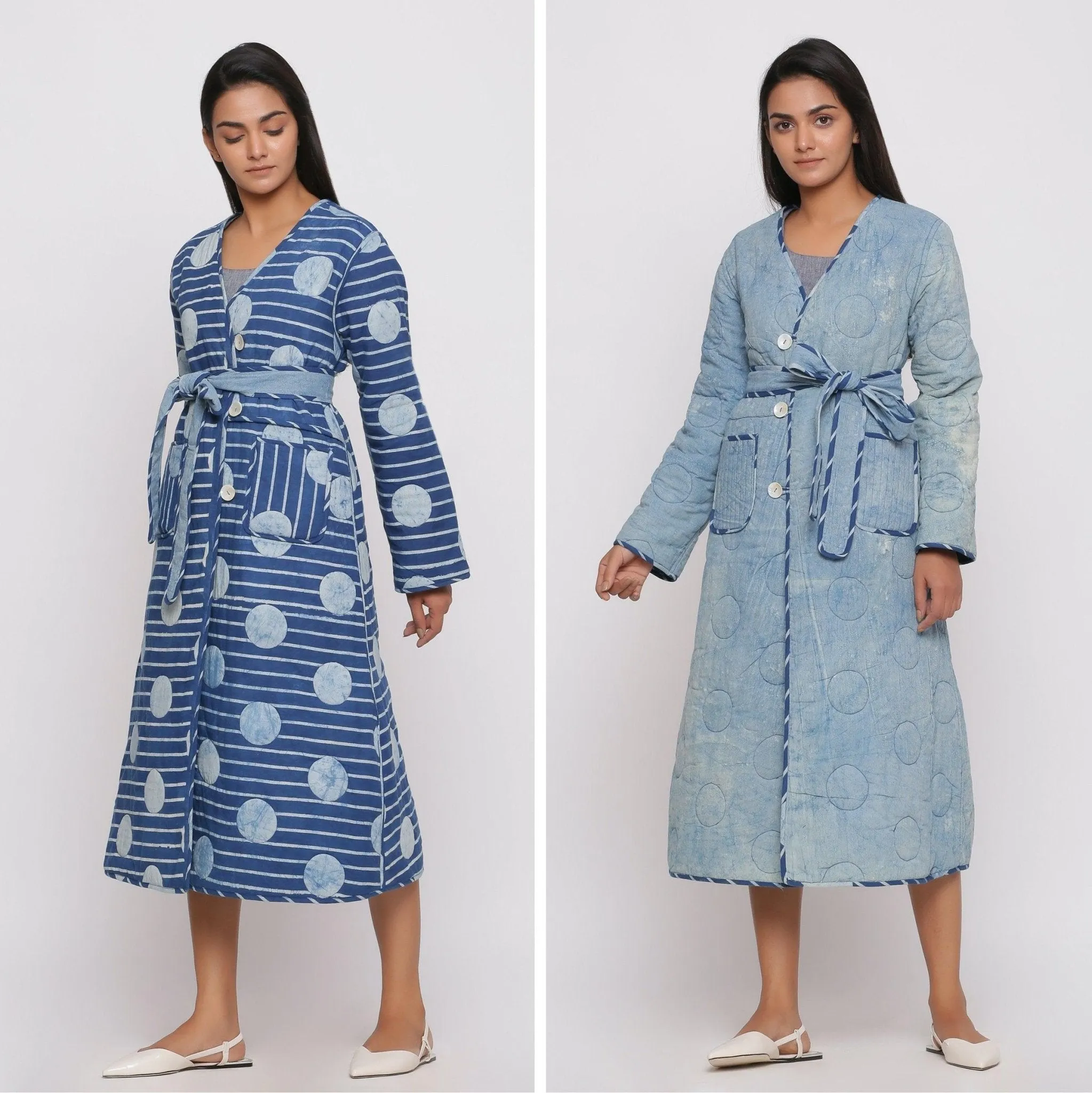 Reversible Dabu Block Print Quilted Cotton Outerwear