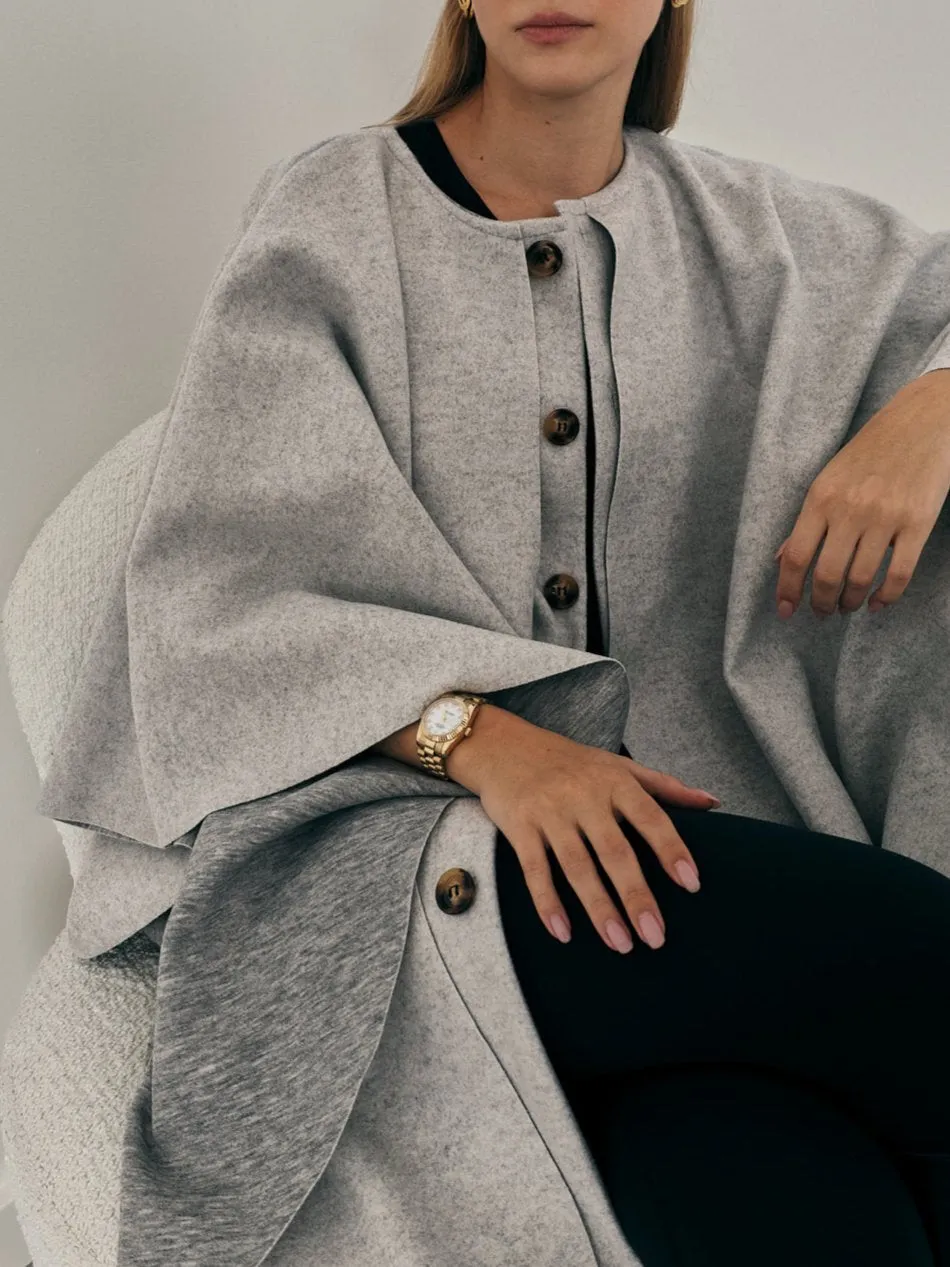 Sorella Plush Felt Cardigan Cape | Grey Marl