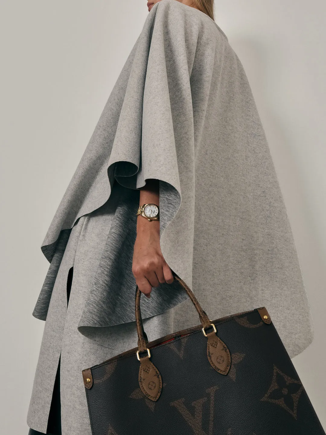 Sorella Plush Felt Cardigan Cape | Grey Marl