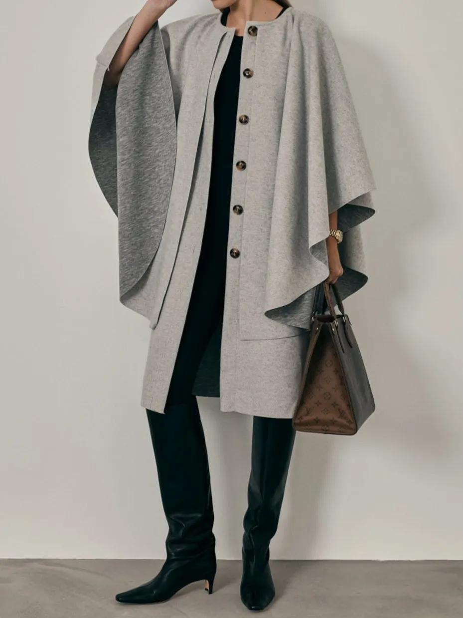 Sorella Plush Felt Cardigan Cape | Grey Marl