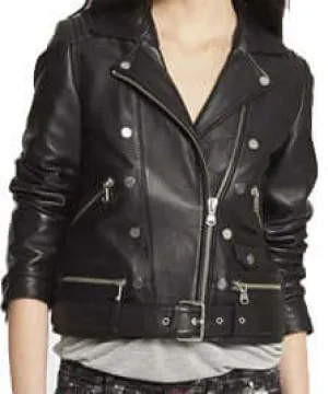 Stylish Women's Black Biker Leather Jacket, women black leather jacket