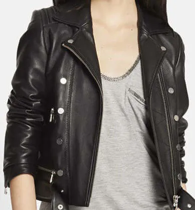 Stylish Women's Black Biker Leather Jacket, women black leather jacket