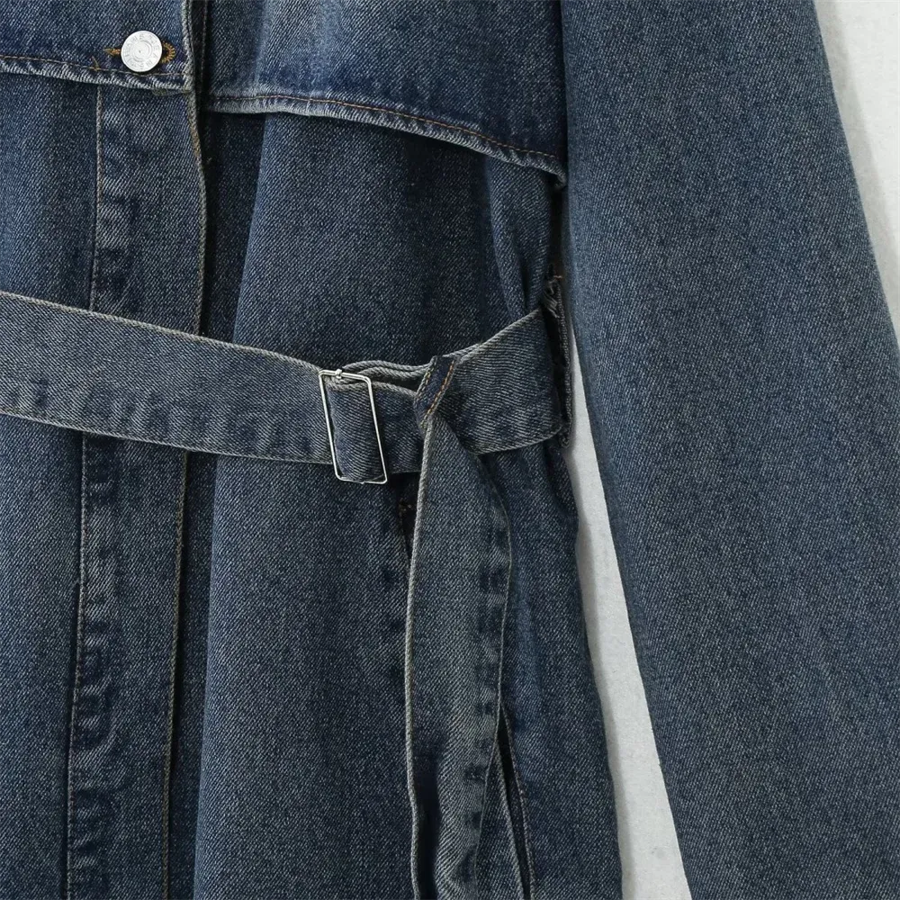 Trinity Denim Trench Coat with Belt