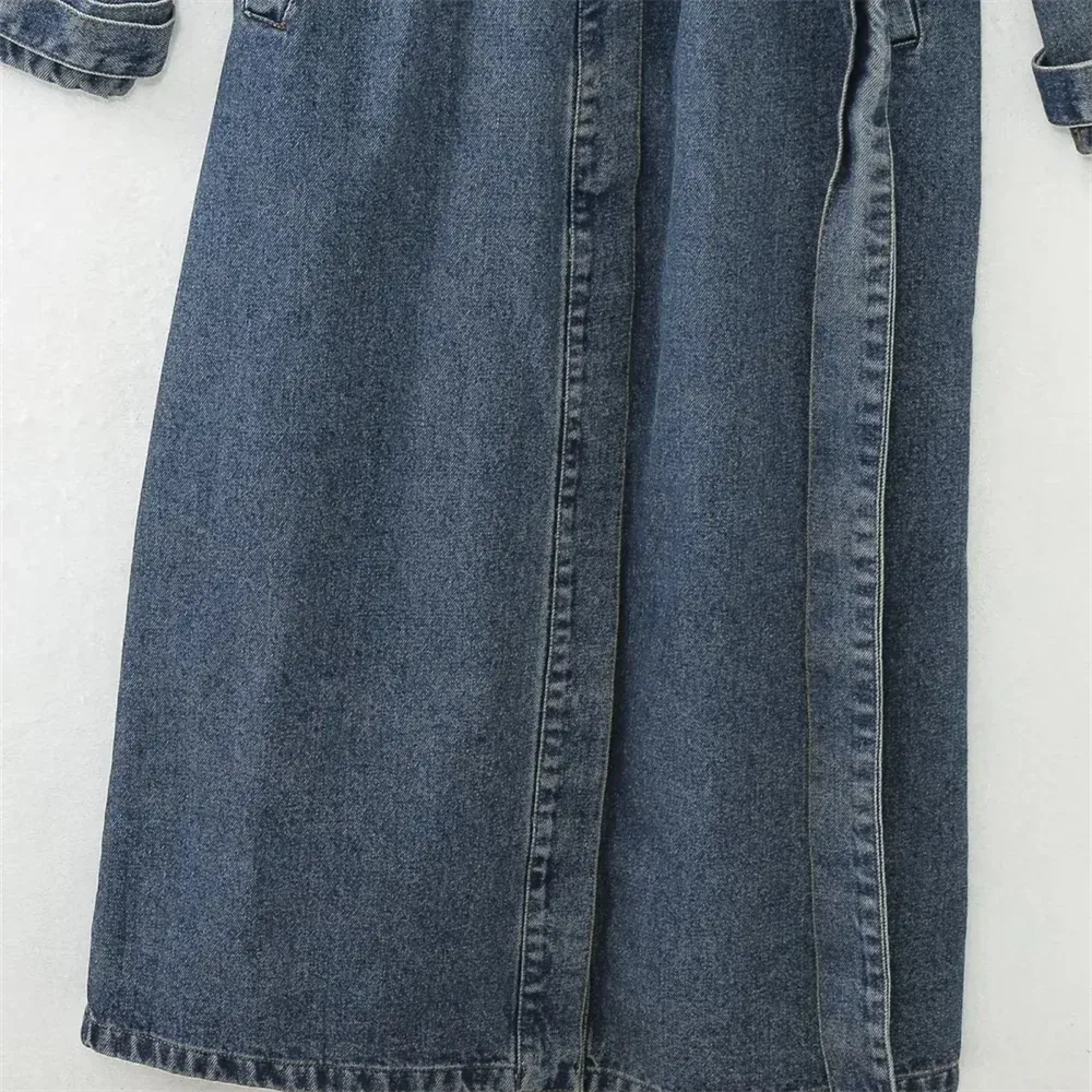 Trinity Denim Trench Coat with Belt