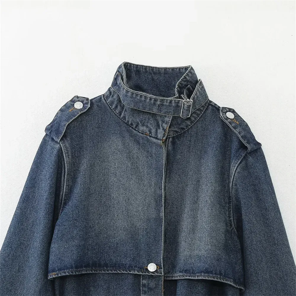 Trinity Denim Trench Coat with Belt