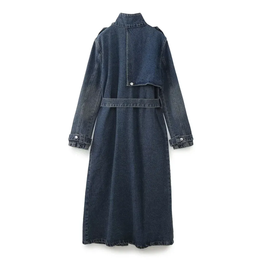 Trinity Denim Trench Coat with Belt