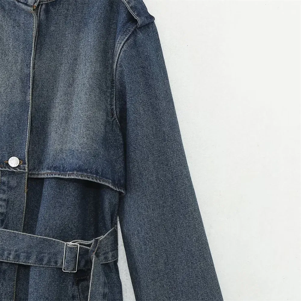 Trinity Denim Trench Coat with Belt