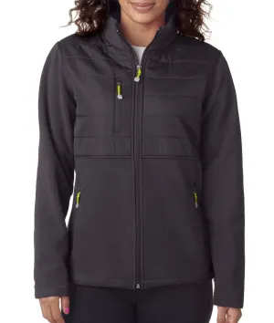 ultraclub ladies' fleece jacket with quilted yoke overlay - charcoal (2xl)