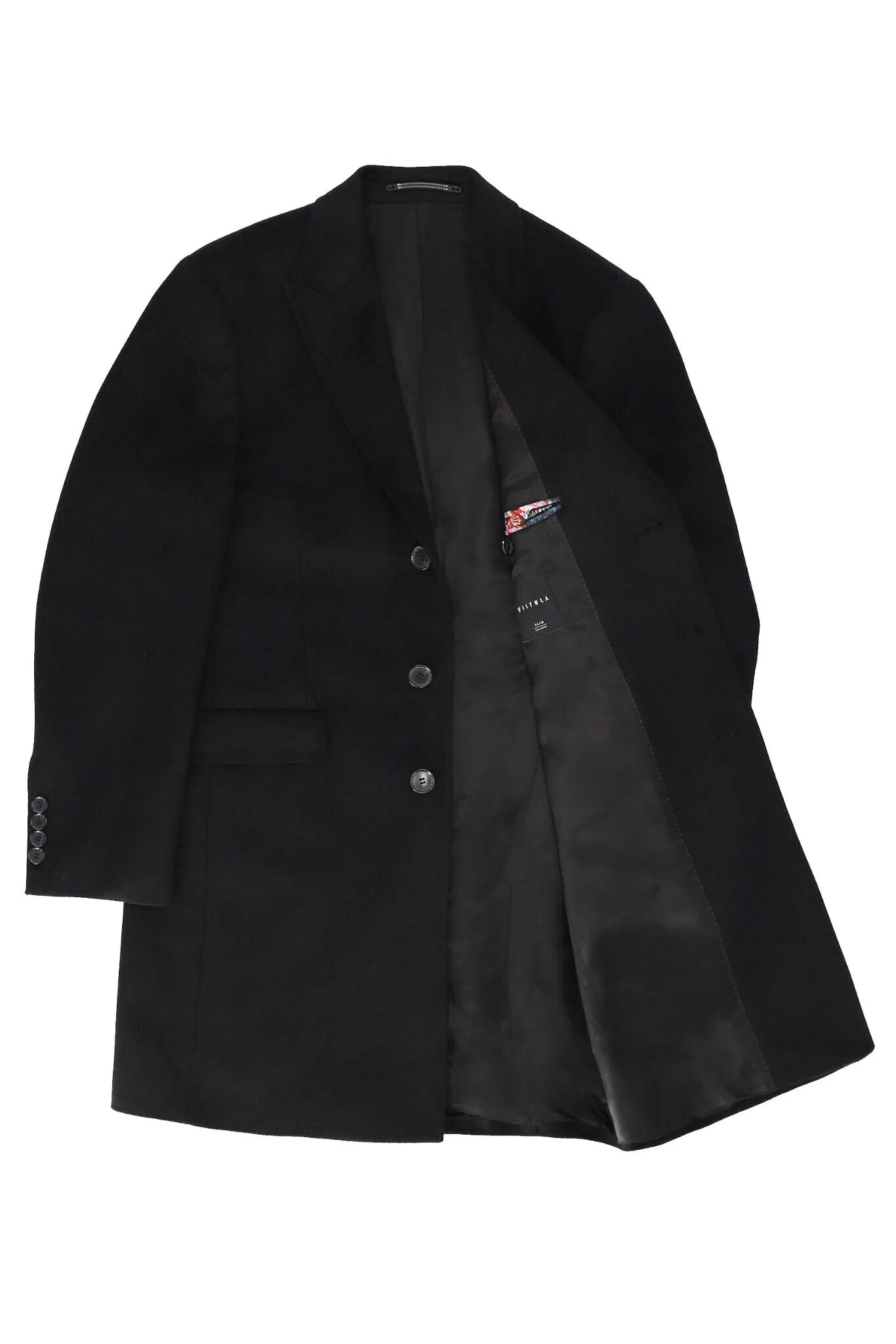 Vistula Black Cashmere Overcoat Wool Coat Single Breasted