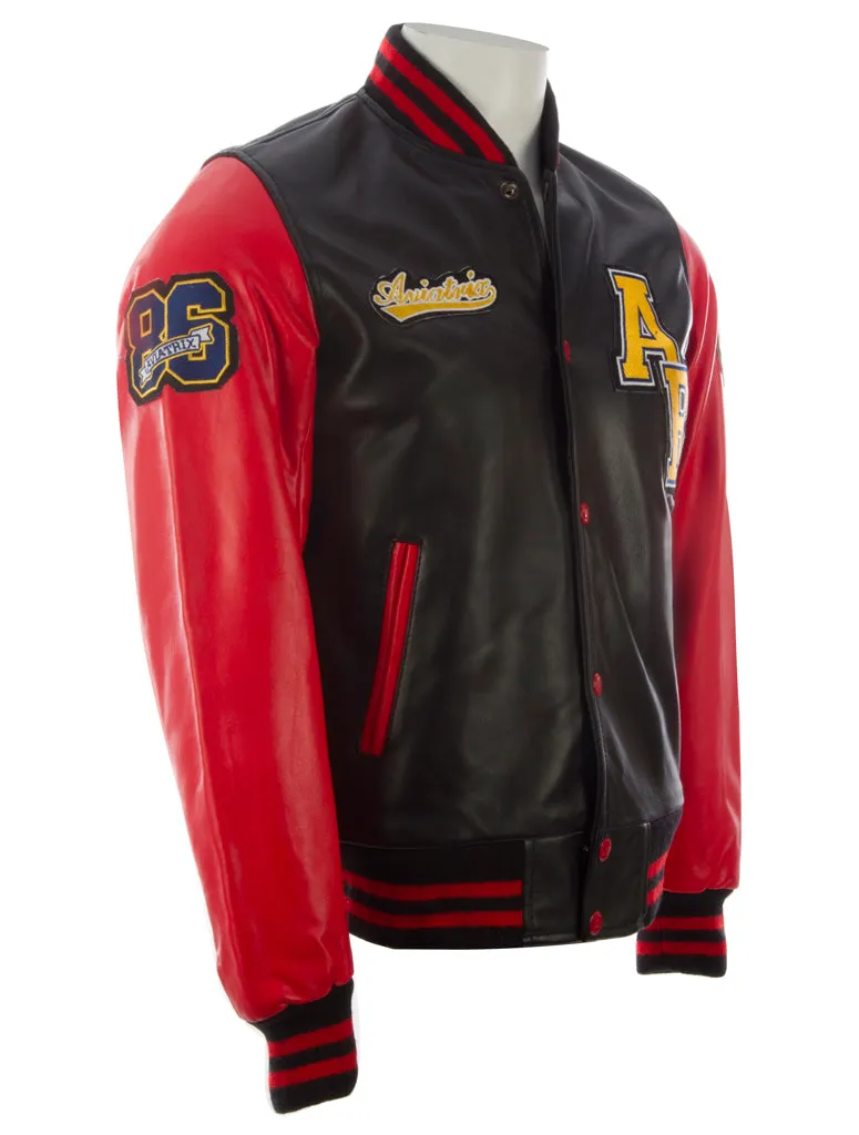 VZH7 Men's Varsity Jacket - Black/Red