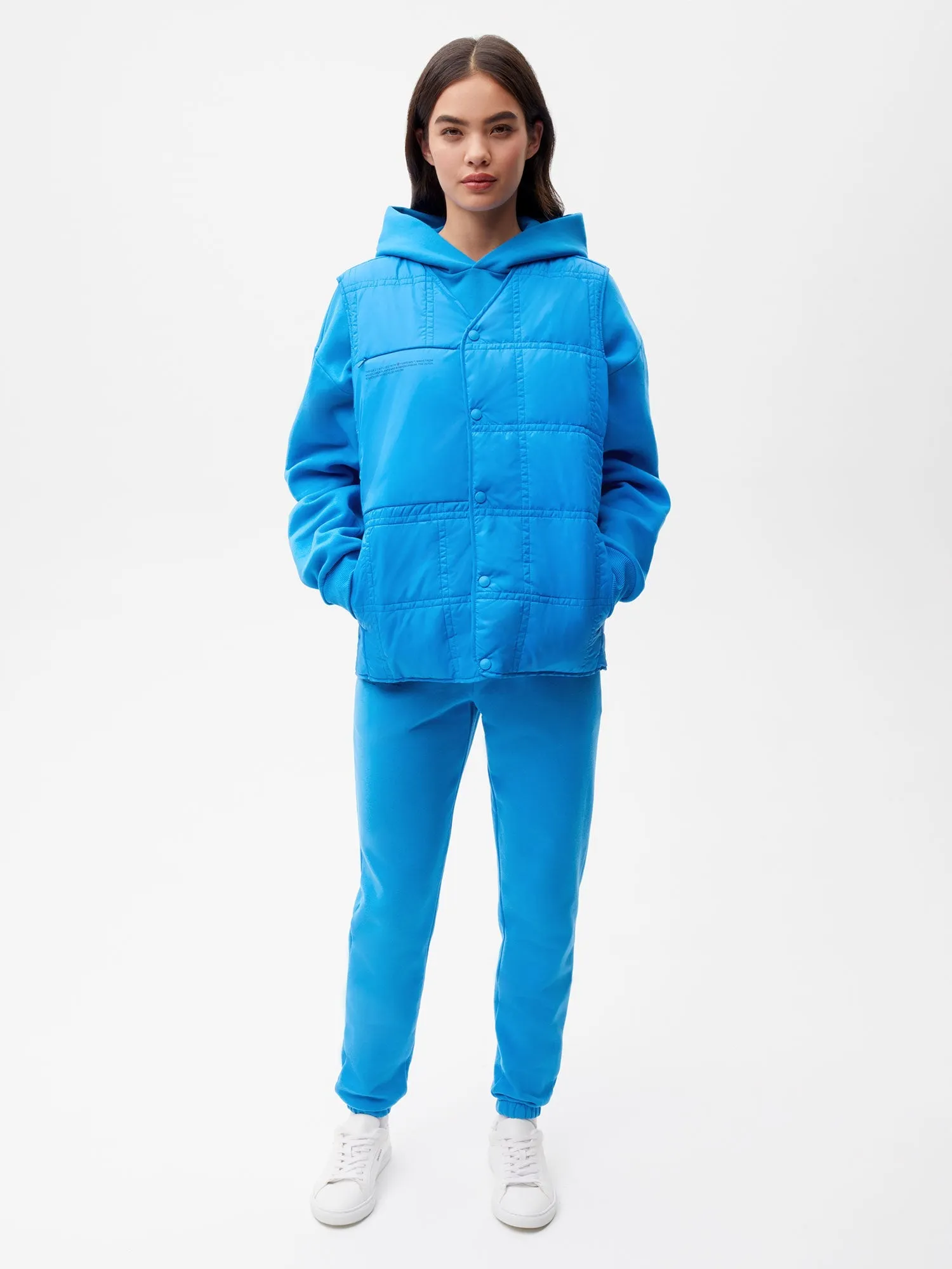 Womens Flower-Warmth Quilted Gilet—cerulean blue
