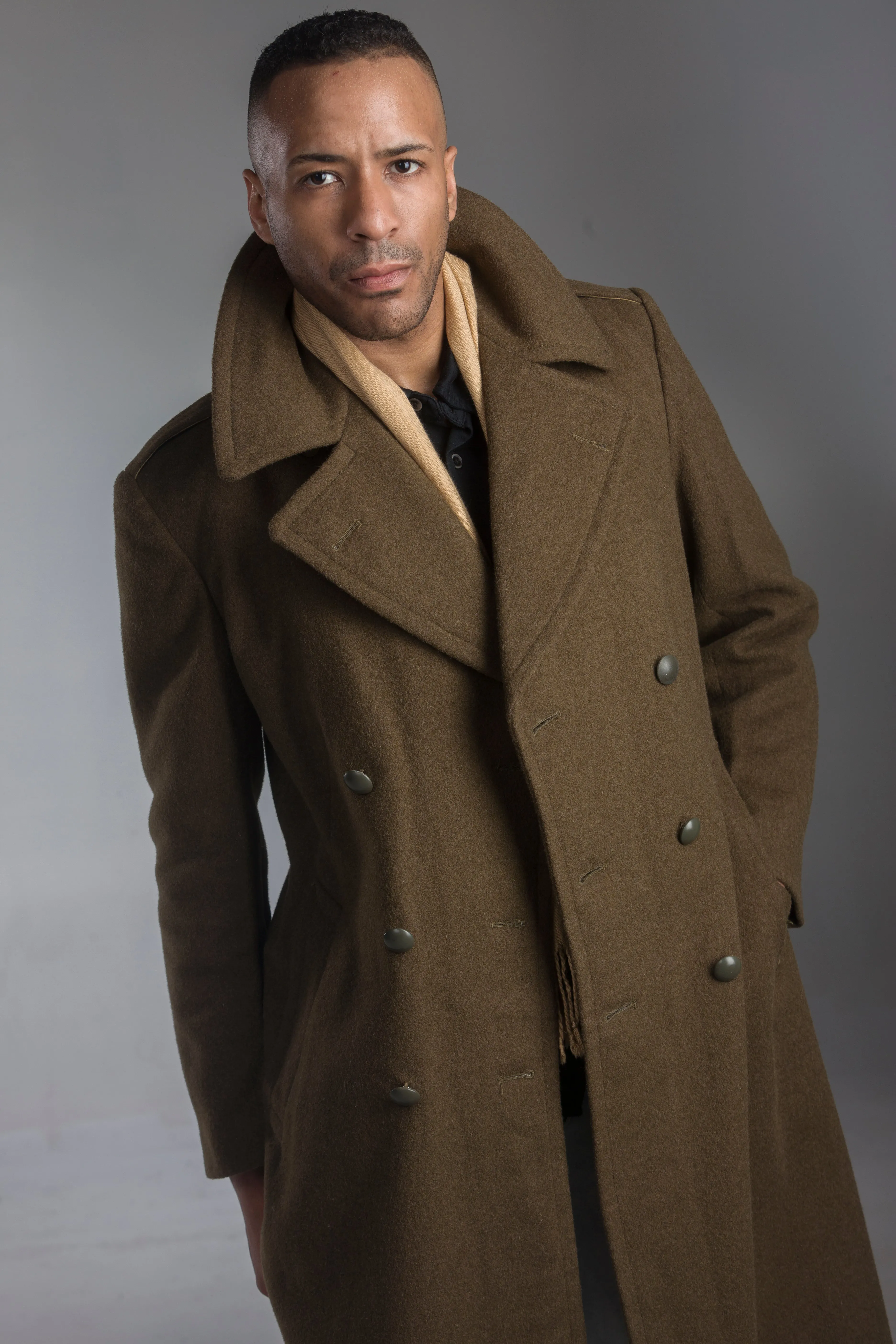 WWII Style Brown M47 French Army Wool Overcoat