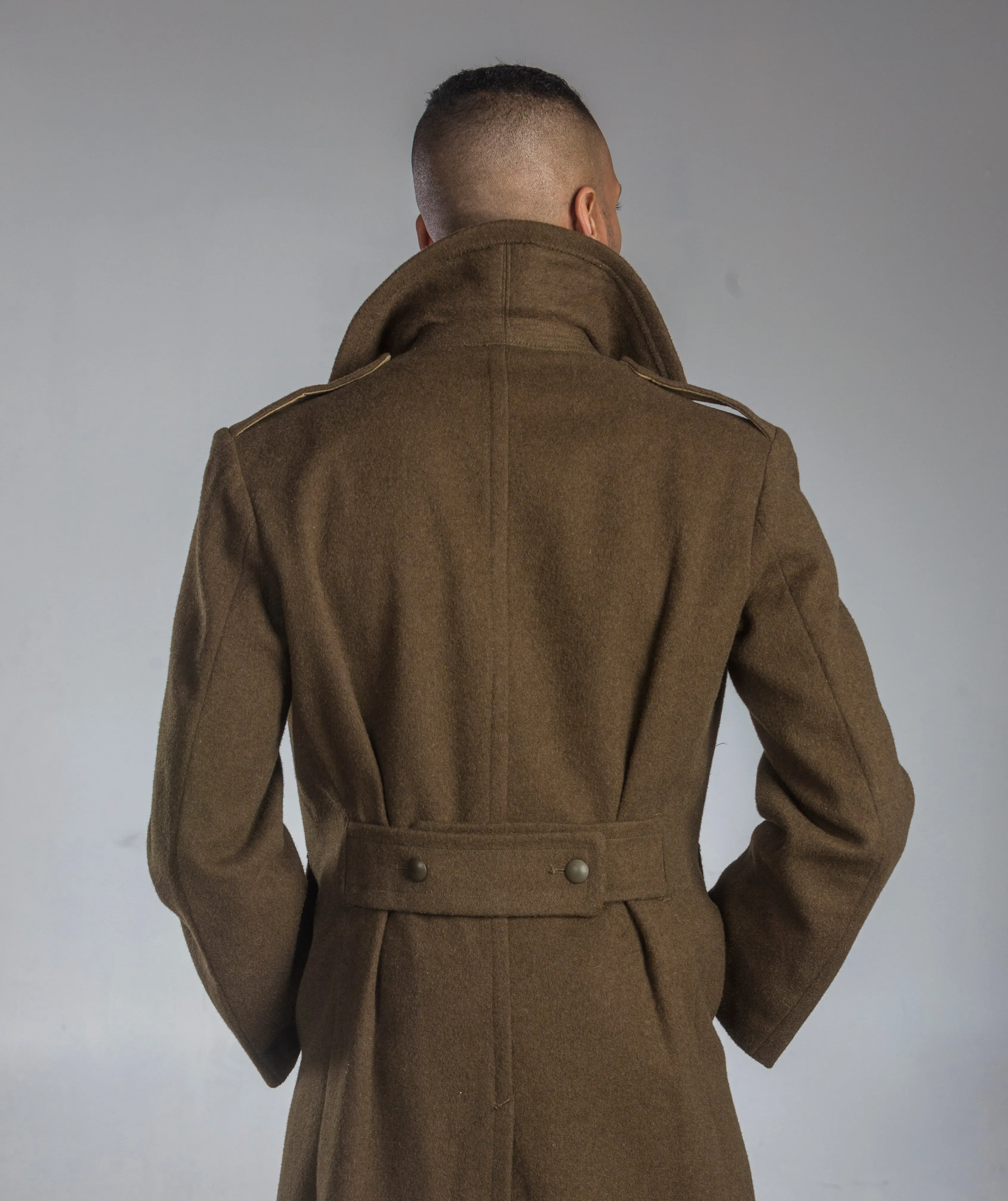 WWII Style Brown M47 French Army Wool Overcoat