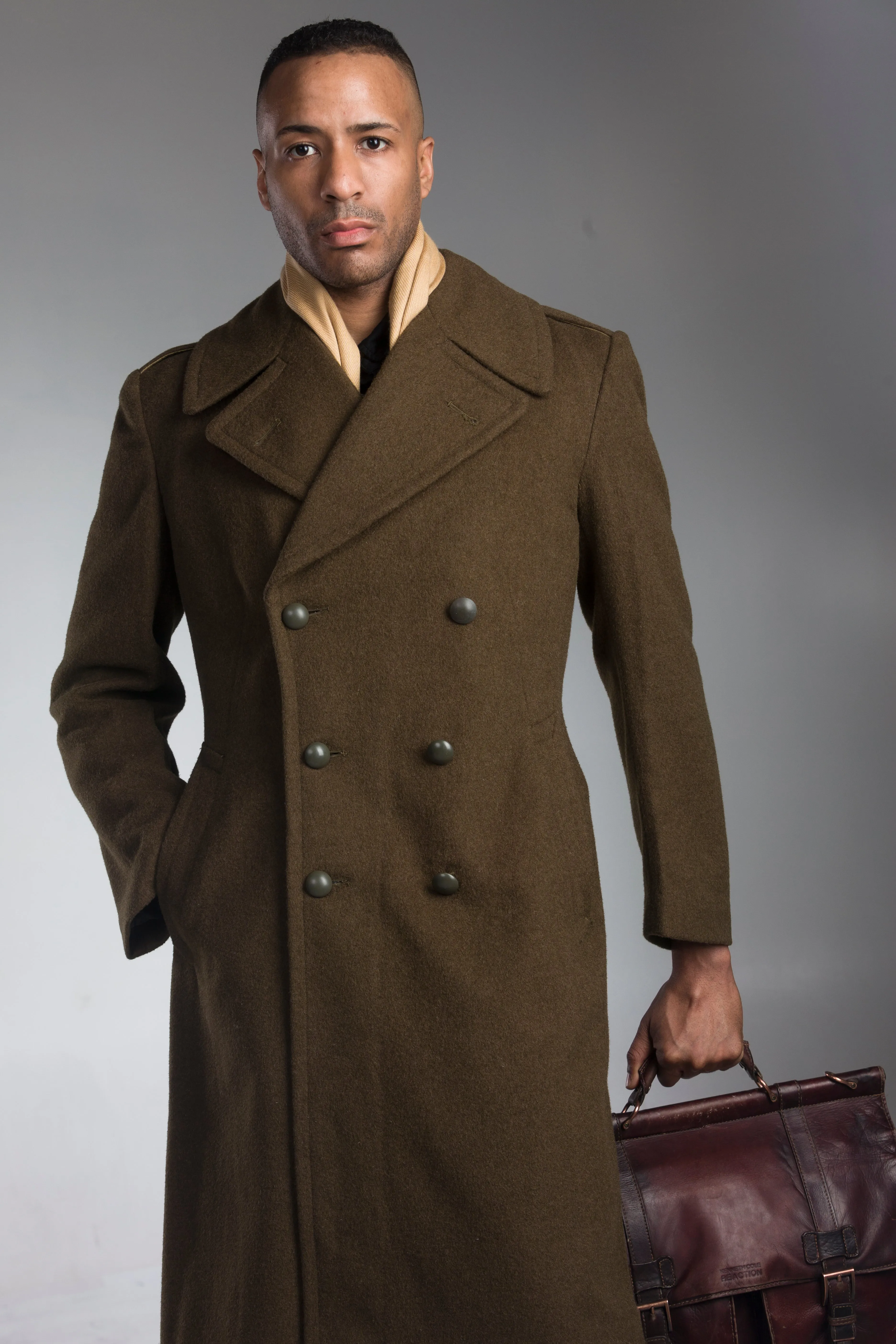 WWII Style Brown M47 French Army Wool Overcoat