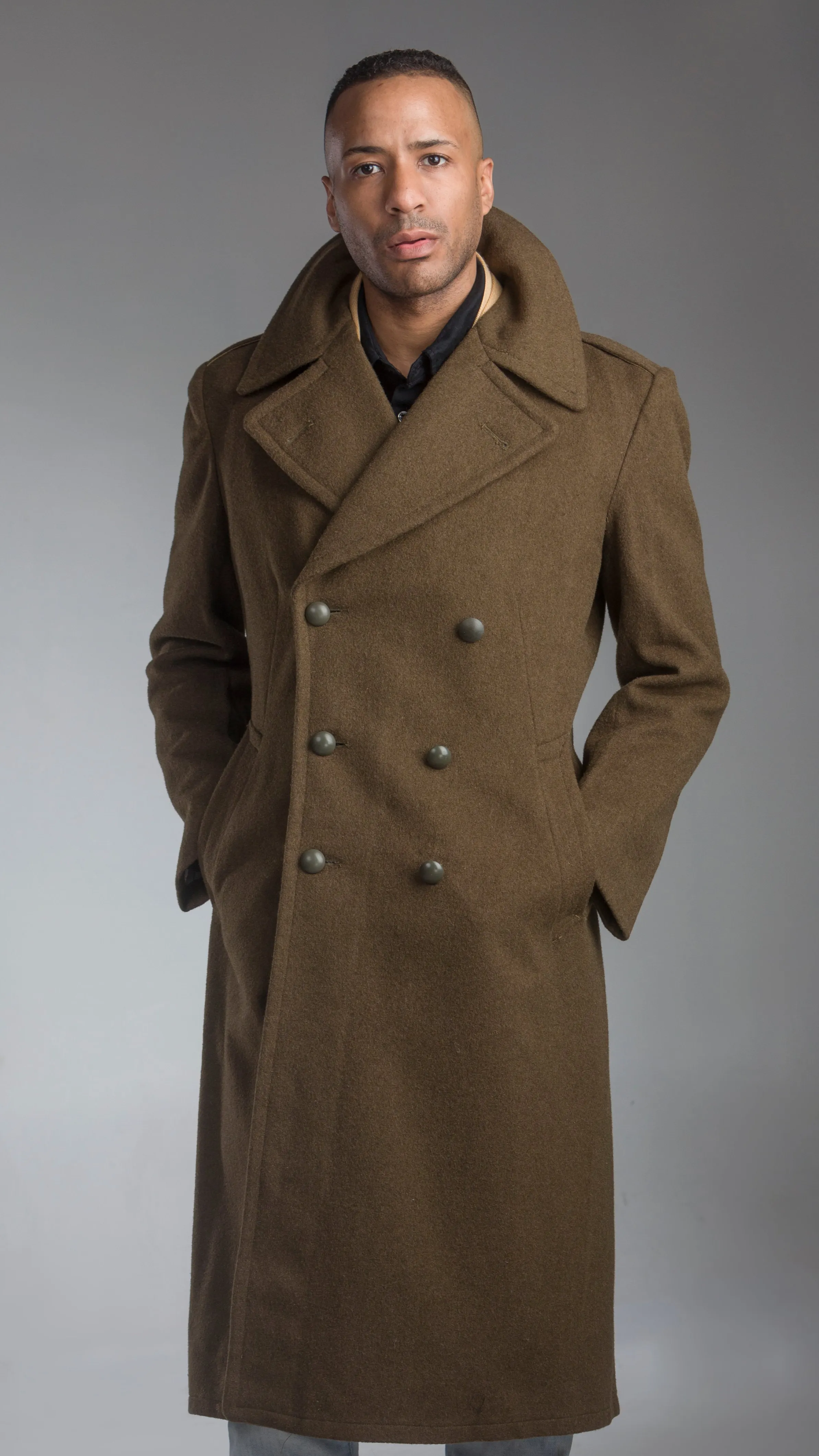 WWII Style Brown M47 French Army Wool Overcoat