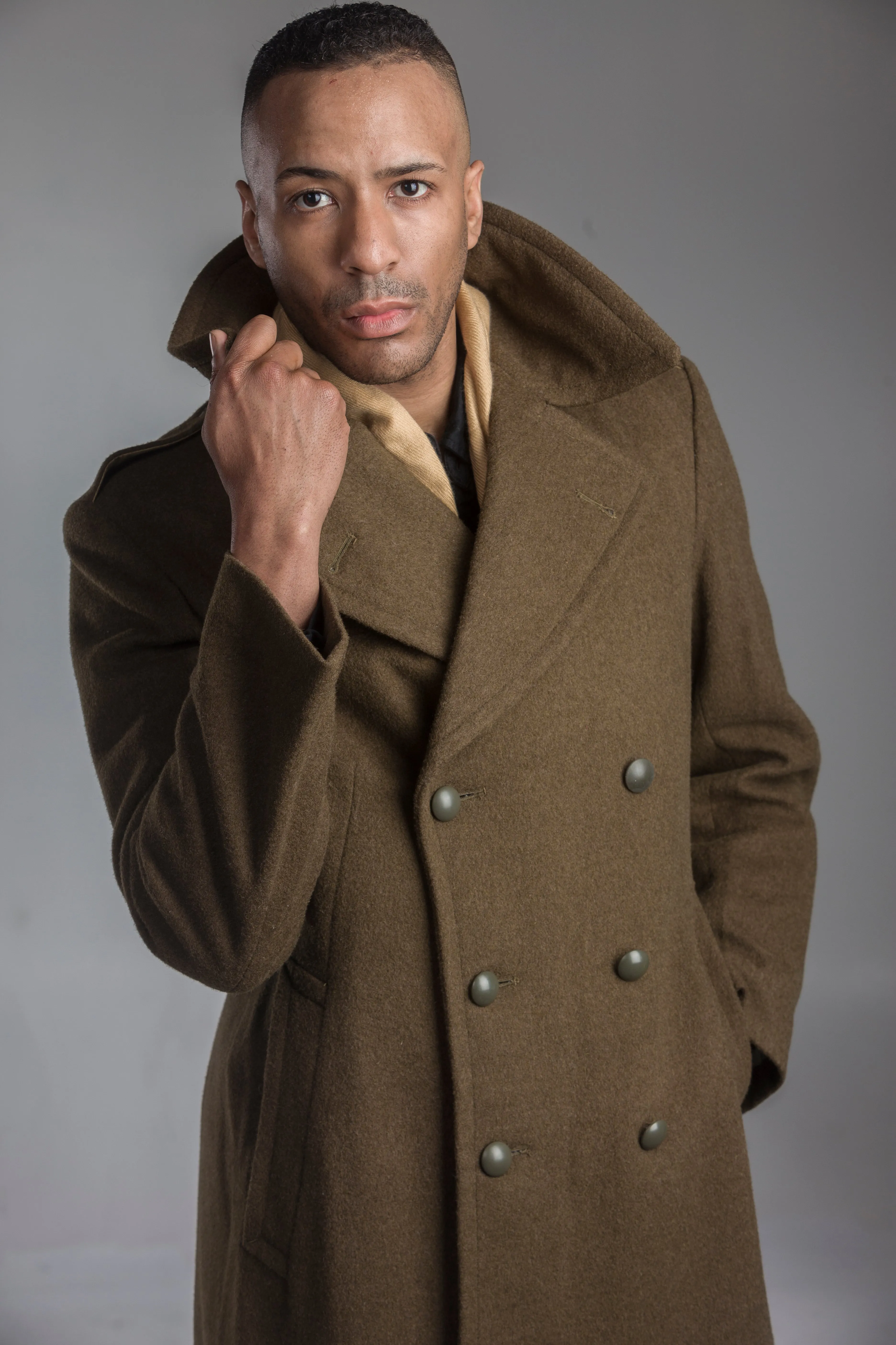 WWII Style Brown M47 French Army Wool Overcoat