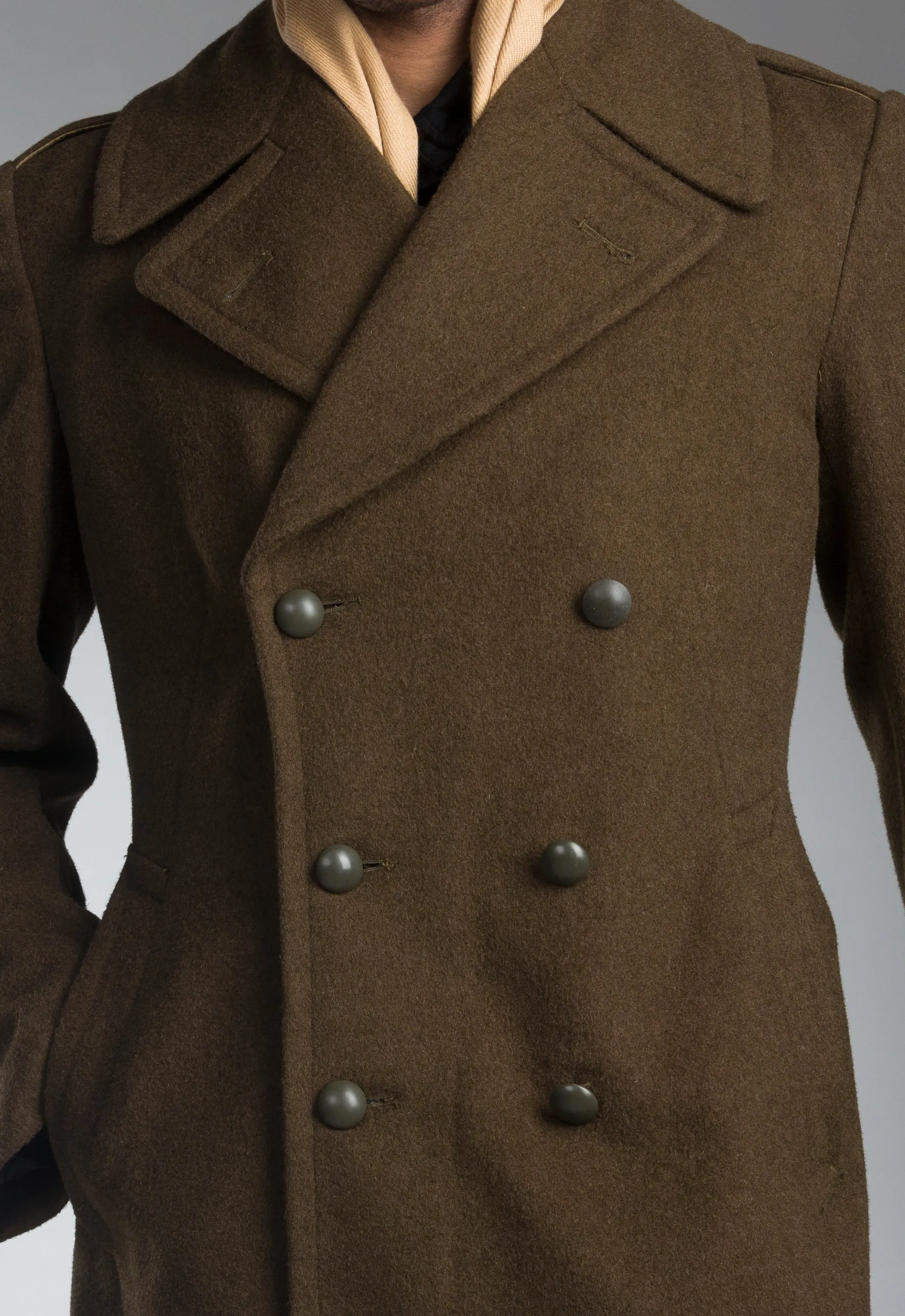 WWII Style Brown M47 French Army Wool Overcoat